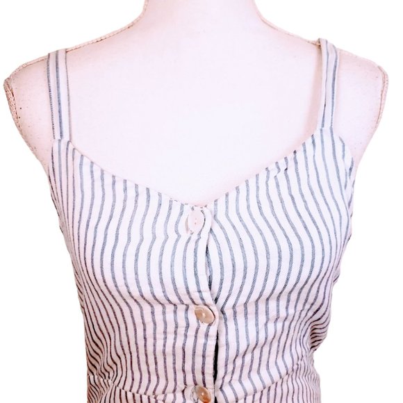 ZARA TRAFALUC Mini Dress, Blue White Striped 100% Cotton Lace Casual Boho, M - Picture 6 of 14